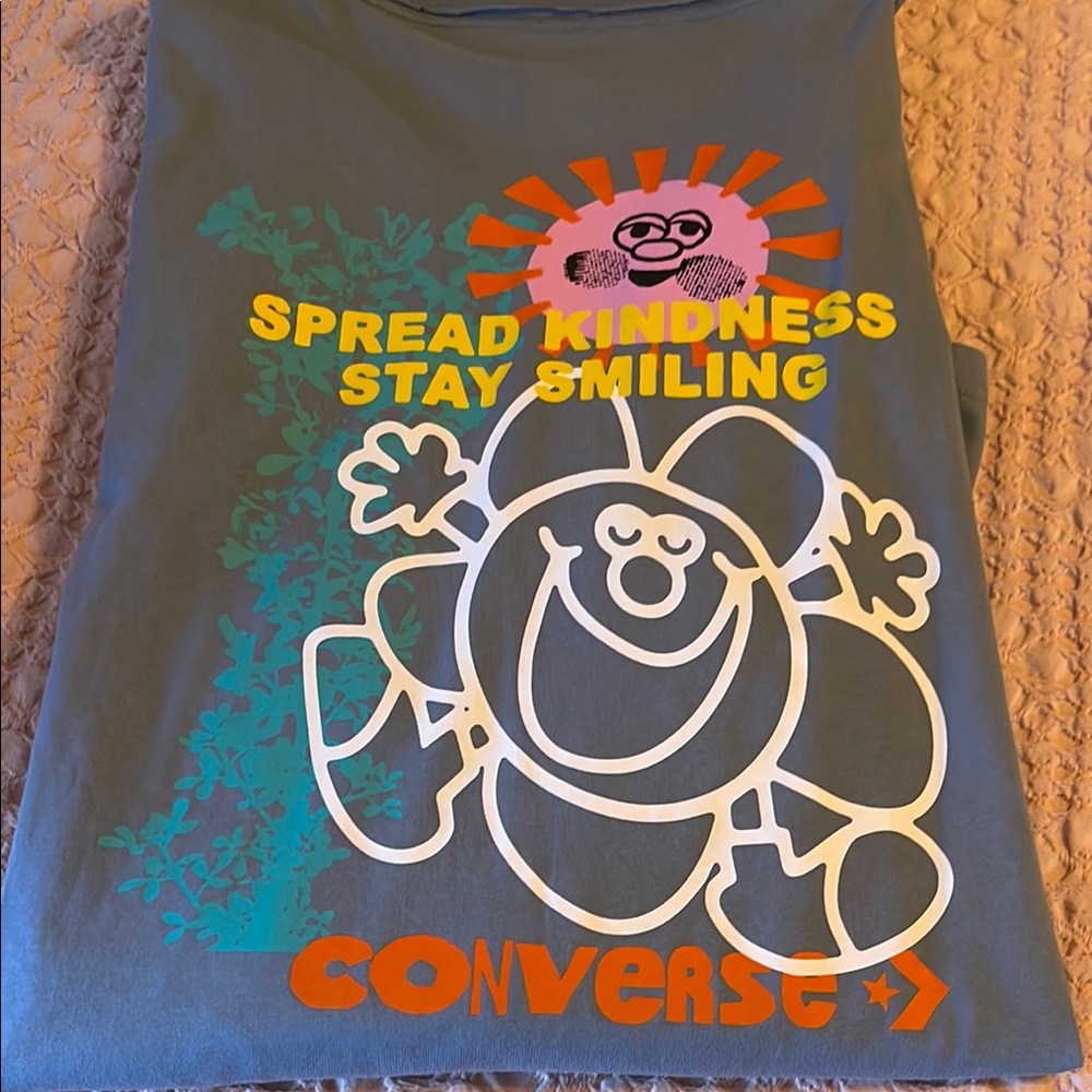 Converse Blue Short Sleeve Tee with Cartoon Design